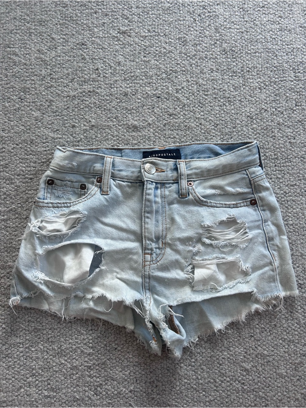 Aeropostale Light Wash Distressed Denim Shorts